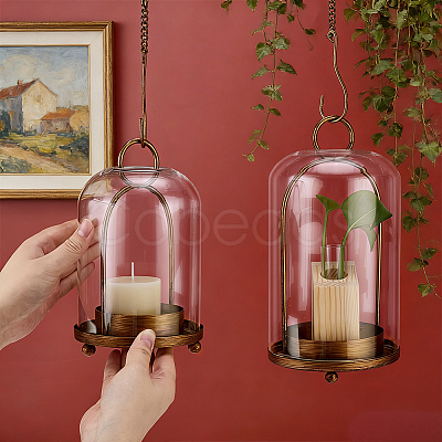 2Pcs Iron & Glass Wall-mounted Candle Holders AJEW-WH0481-732-1