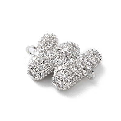 Brass Micro Pave Cubic Zirconia Letter Links KK-I717-04W-P-1