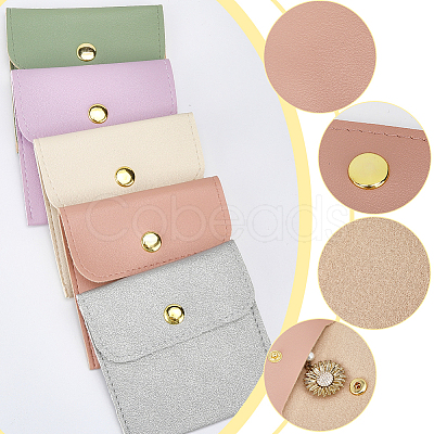 5Pcs 5 Colors PU Imitation Leather Jewelry Storage Bags ABAG-CL0001-04B-1