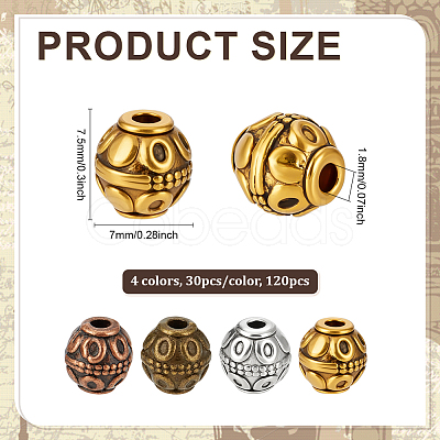 120Pcs 4 Colors Tibetan Style Alloy Beads FIND-PH0028-85-1
