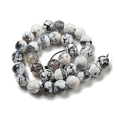 Faceted Natural Fire Crackle Agate Beads Strands G-F447-12mm-J02-1