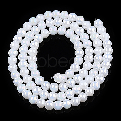 Electroplate Imitation Jade Glass Beads Strands GLAA-T032-J4mm-AB01-1