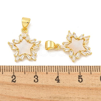 Rack Plating Brass Micro Pave Clear Cubic Zirconia Pendants KK-K341-60G-1