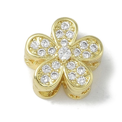 Rack Plating Brass Micro Pave Clear Cubic Zirconia Beads KK-A220-11B-G-1