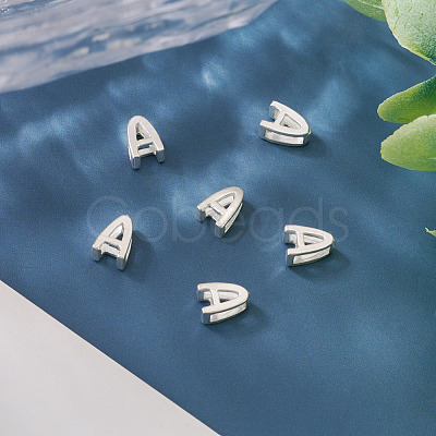 6Pcs 925 Sterling Silver Hollow Initial Beads STER-TA0001-53A-1