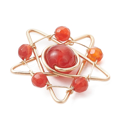 Natural Carnelian Copper Wire Wrapped Pendants PALLOY-TA00368-02-1