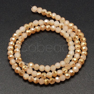 Faceted(32 Facets) Round Half Rainbow Plated Imitation Jade Electroplate Glass Beads Strands EGLA-J130-HR01-1