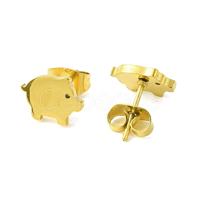 Cute Little Animal Theme 304 Stainless Steel Stud Earrings EJEW-B041-02B-G-1