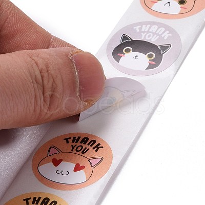 Flat Round Paper Thank You Stickers DIY-C042-12A-1