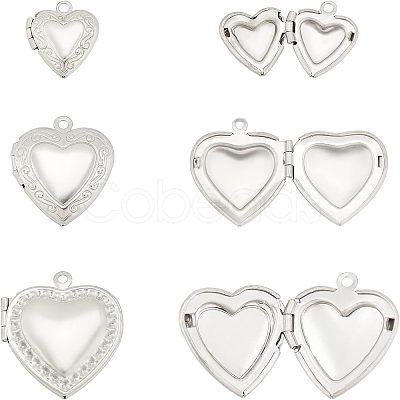 Unicraftale 18Pcs 3 Styles 304 Stainless Steel Locket Pendants STAS-UN0023-24-1