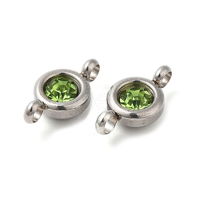 304 Stainless Steel Single Rhinestone Connector Charms STAS-E194-13P-08-1