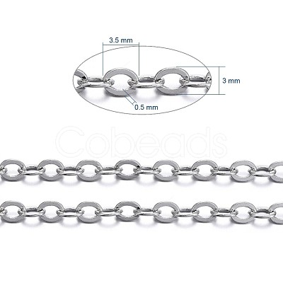 Brass Flat Oval Cable Chains CHC025Y-NFK-1
