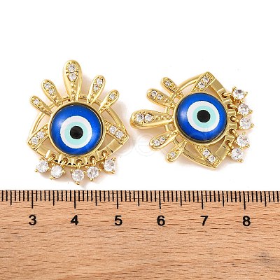 Rack Plating Brass Micro Pave Cubic Zirconia Pendants KK-H486-22G-04-1
