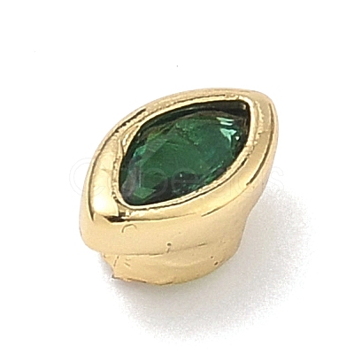 Horse Eye Brass Micro Pave Cubic Zirconia Cabochons KK-P345-13G-C-1