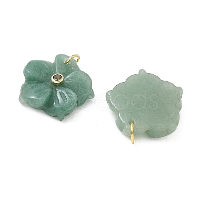 Brass & Natural Green Aventurine & Cubic Zirconia Pendants GG-CBAD360-18G-02-1