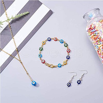 Handmade Evil Eye Lampwork Beads Strands LAMP-NB0001-04-1