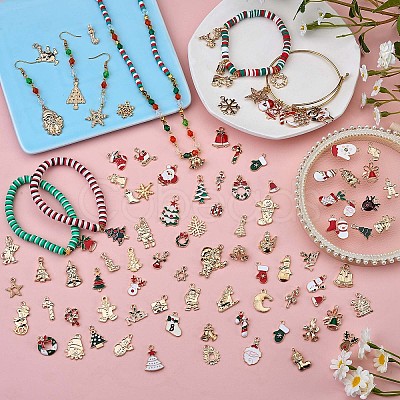 100Pcs Christmas Alloy Enamel Charms JX156A-1