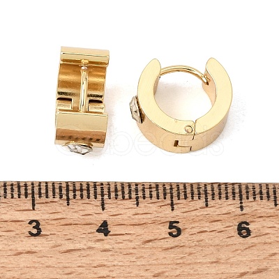 201 Stainless Steel Rhinestone Hoop Earrings SA-CBA4A0D-03G-1