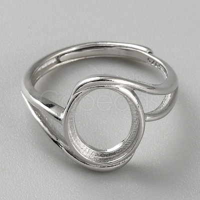 Rhodium Plated 925 Sterling Silver Adjustable Ring Components FIND-WH0152-692P-1