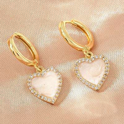 Brass Micro Pave Cubic Zirconia Hoop Dangle Earrings KK-CBA8324-16G-02-1