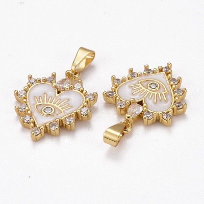 Brass Clear Cubic Zirconia Pendants ZIRC-J025-67G-06-1