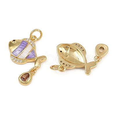 Brass Micro Pave Cubic Zirconia Pendants KK-L241-18G-1