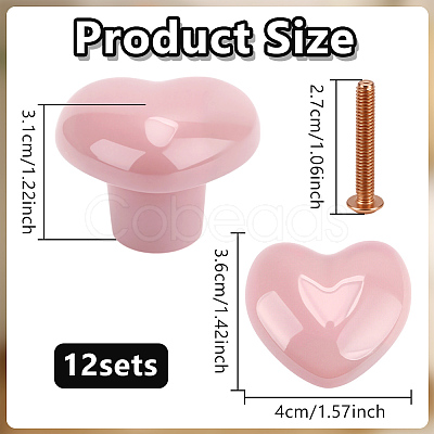 12Pcs Heart Porcelain Drawer Knobs FIND-GO0004-02-1