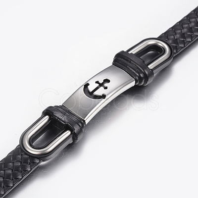 PU Leather Braided Cord Bracelets X-BJEW-E324-C07-1