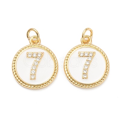 Brass Micro Pave Clear Cubic Zirconia Charms ZIRC-J040-44G-07-1