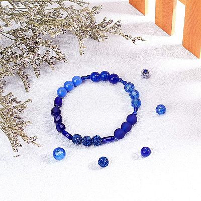 PandaHall Elite 18 Style Blue Glass Beads GLAA-PH0007-08-1