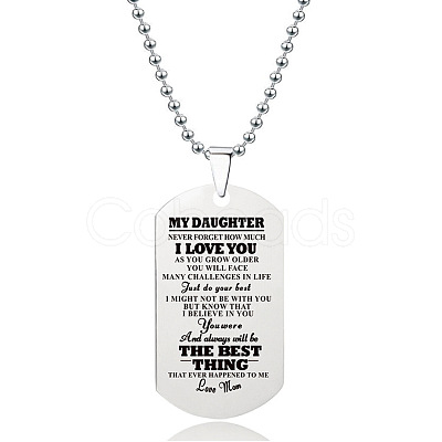 201 Stainless Steel To My Daughter Dog Tag Pendant Ball Chain Necklaces FS-WG527E6-22-1