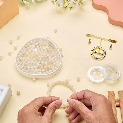 100Pcs Natural White Moonstone Round Beads with Strong Stretchy Beading Elastic Thread G-SZ0002-31-1