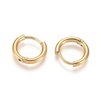 Ion Plating(IP) 304 Stainless Steel Huggie Hoop Earrings X-EJEW-F111A-13mm-G-1