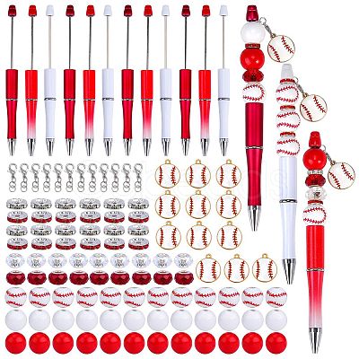 DIY Red Series Personalized Beadable Pen Sets DIY-SZ0009-91-1