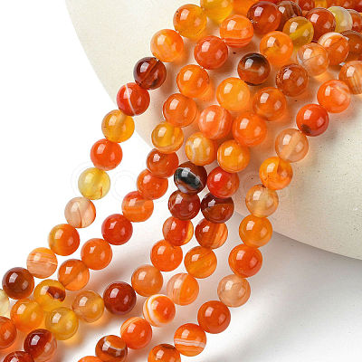 Natural Striped Agate/Banded Agate Beads Strands G-I254-03B-02-1