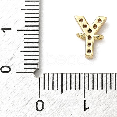 Brass Micro Pave Clear Cubic Zirconia Letter Links Connector Charms KK-I382-07G-Y-1