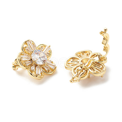 Brass Clear Cubic Zirconia Twister Clasps LS-KK-G420-35G-1