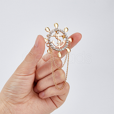 8Pcs 4 Style Crystal Rhinestone Helm Safety Pin Brooch JEWB-FH0001-21-1