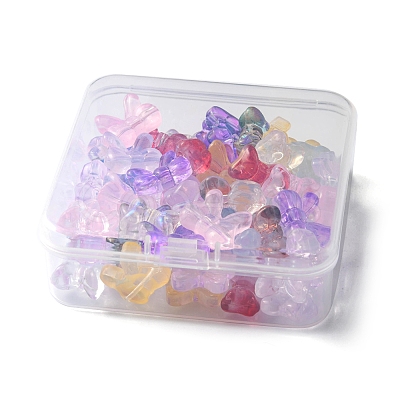 60Pcs 12 Style Transparent Spray Painted Glass Beads GLAA-FS0001-49-1
