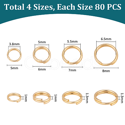 320Pcs 4 Styles 304 Stainless Steel Split Rings STAS-UN0060-30-1