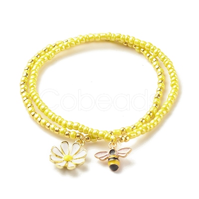 2Pcs Glass Seed Beaded Stretch Bracelets Set BJEW-JB08088-04-1