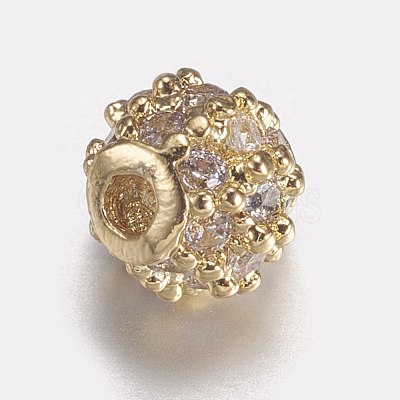 Brass Micro Pave Cubic Zirconia Beads ZIRC-E143-17A-G-1