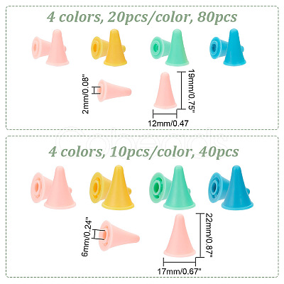 Nbeads 120Pcs 8 Style Synthetic Rubber Knitting Needle Point Protectors DIY-NB0010-19-1
