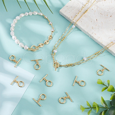 12Pcs Brass Toggle Clasps KK-BC0015-43G-1