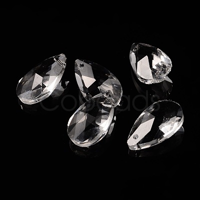 Faceted Teardrop Glass Pendants GLAA-O008-A13-1