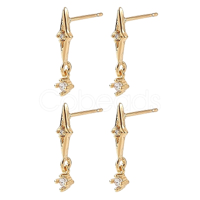 SHEGRACE Brass Micro Pave Cubic Zirconia Stud Dangle Earrings XGRQ4N692-723G-1