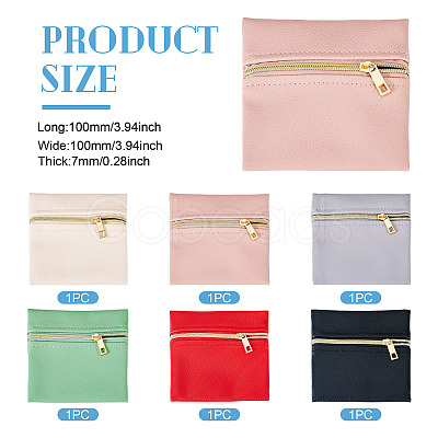 6Pcs 6 Colors Imitation Leather Jewelry Storage Zipper Bags ABAG-TA0001-66B-1