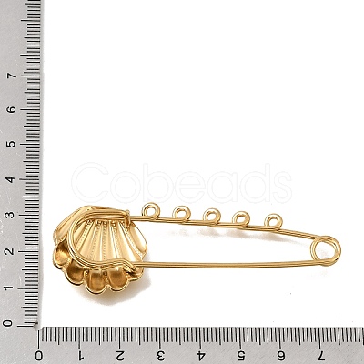 Shell Shape 304 Stainless Steel Safety Pins Brooch Findings SA-CBAB767-06D-G-1