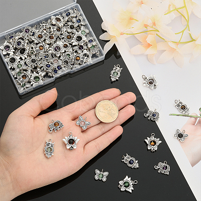 64Pcs 4 Styles Natural Mixed Stone Pendants FIND-CA0006-48-1