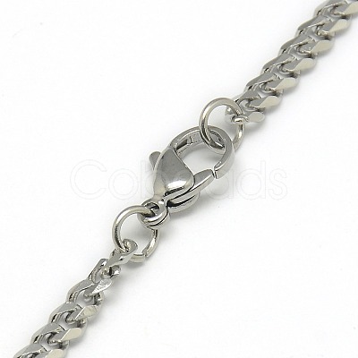 Tarnish Resistant Trendy Men's 201 Stainless Steel Curb Chain Necklaces NJEW-L043A-42P-1